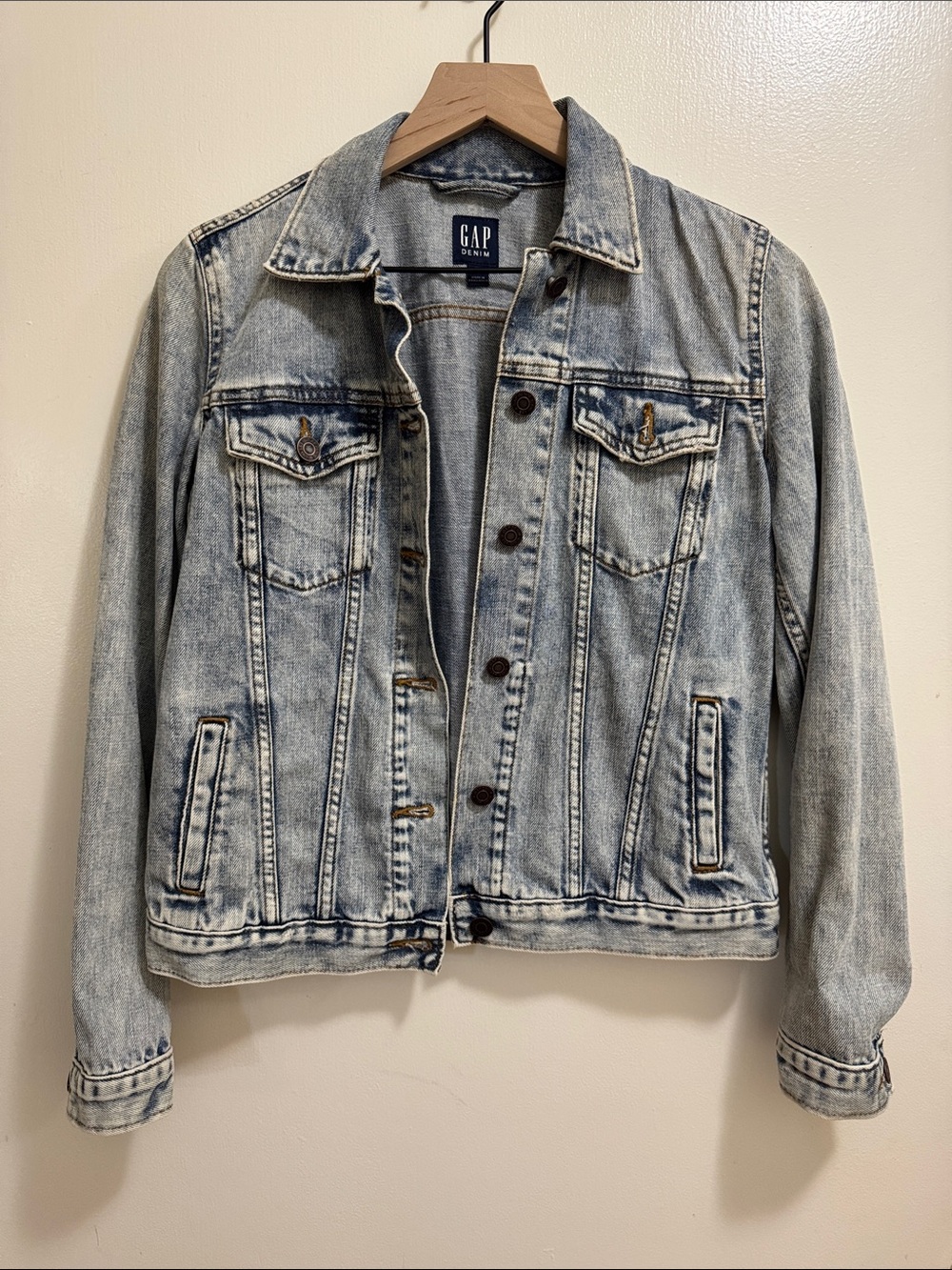 GAP Distressed Light Blue Denim Jacket